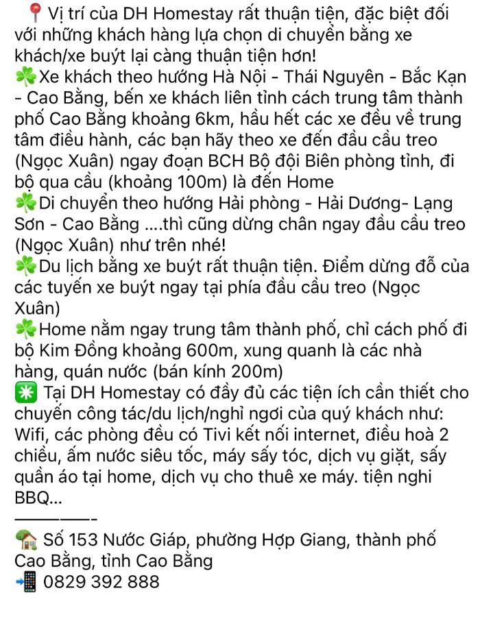 Dh Homestay Cao Bang Exterior foto